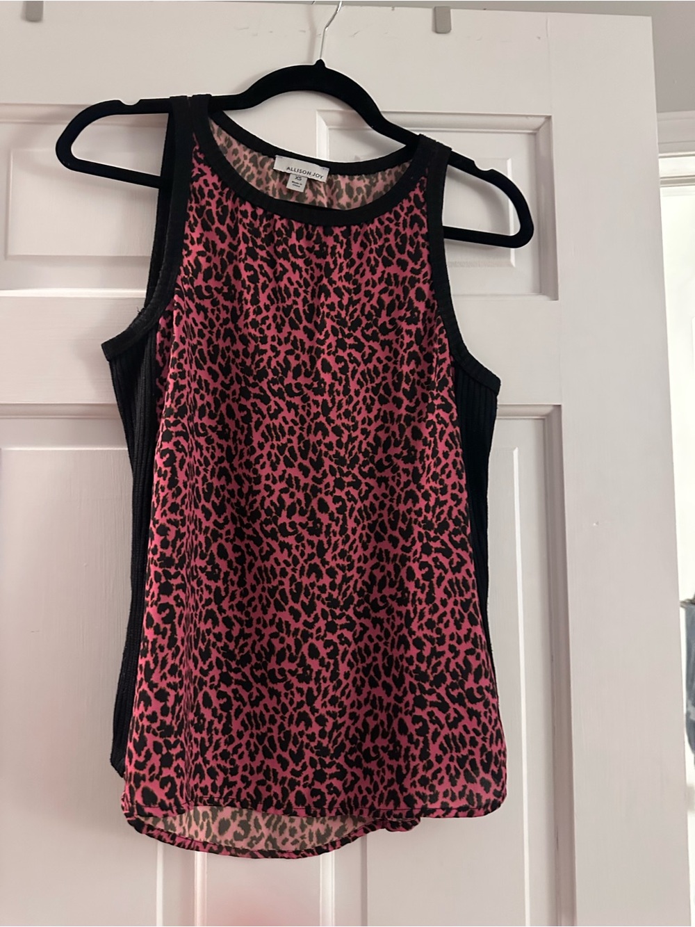 Allison Joy Pink Leopard Print Tank with Black Trim